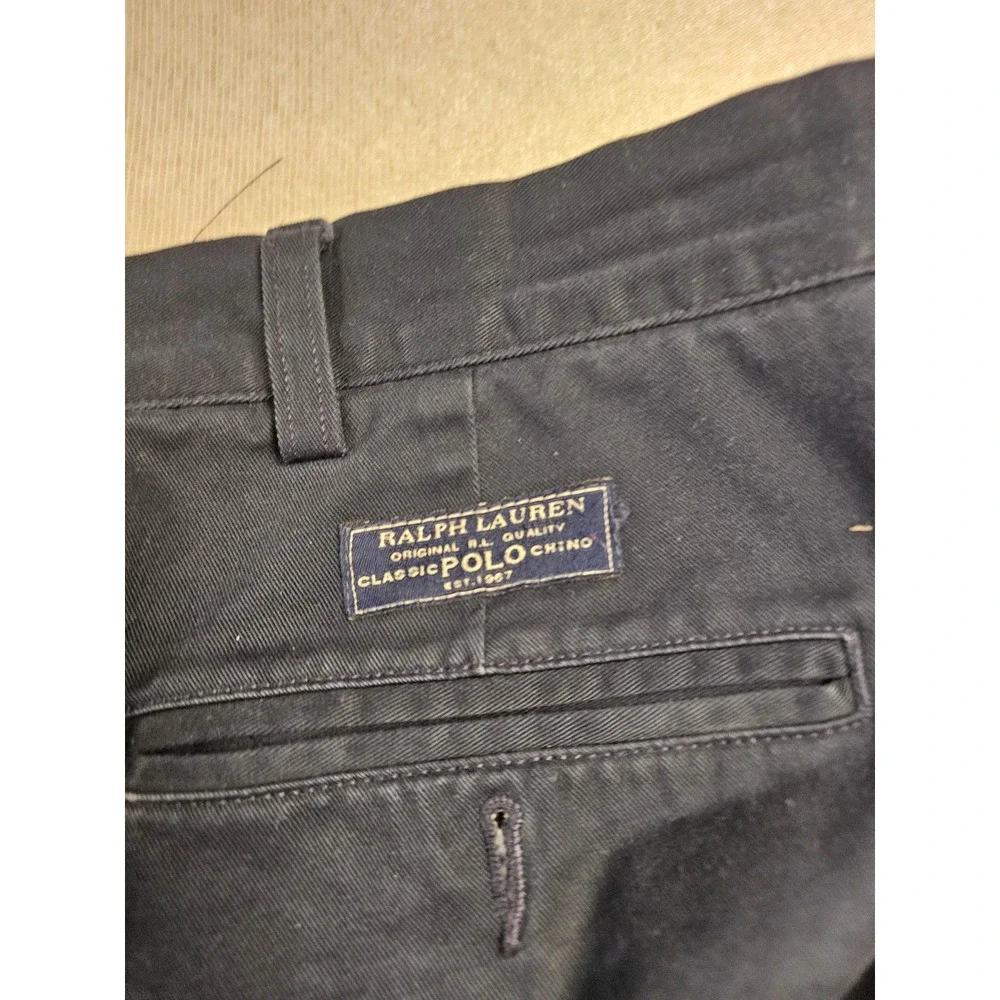 Polo Ralph Lauren Andrew Pant Mens 38x32 Navy Blue Pleated Cotton Chino Trousers